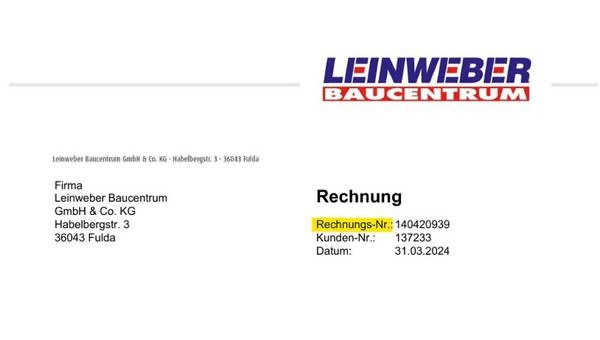 Rechnungsnummer Beispiel