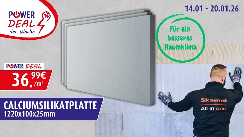 Calciumsilikatplatte f&uuml;r 36,99€ pro Quadratmeter