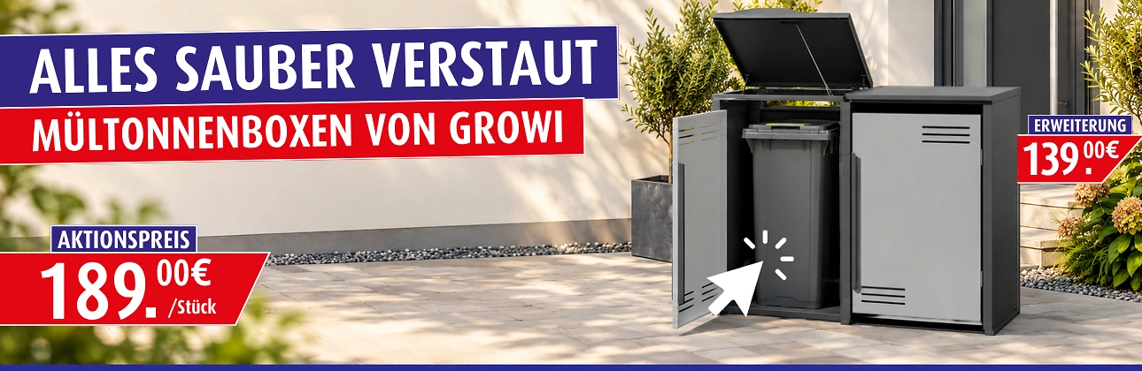 M&uuml;lltonnenboxen von Growi im Angebot