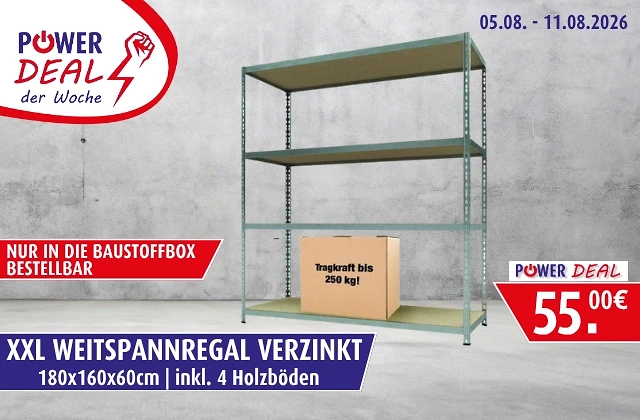 XXL Weitspannregal im PowerDeal f&uuml;r 55,00€
