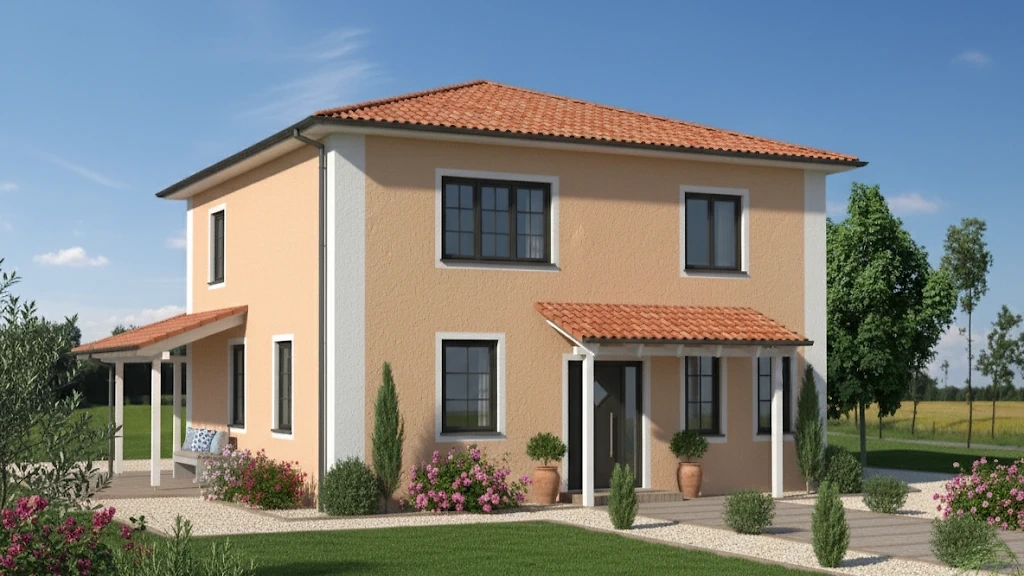 Mediterranes Toskanahaus Vorderansicht