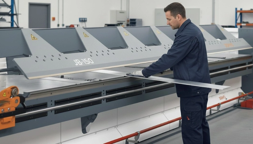 Mitarbeiter steht an einer Kantbank