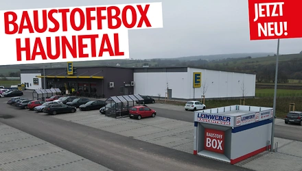 Luftaufnahme Baustoffbox neben Edeka