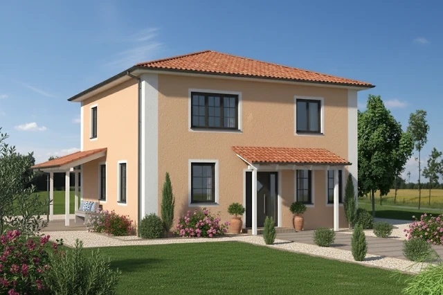 Mediterranes Toskanahaus Vorderansicht