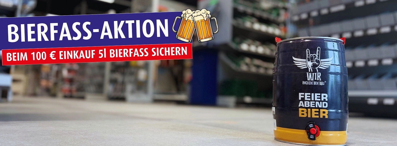 Bierfass Aktion bei 100€ Einkauf 5l Bierfass sichern