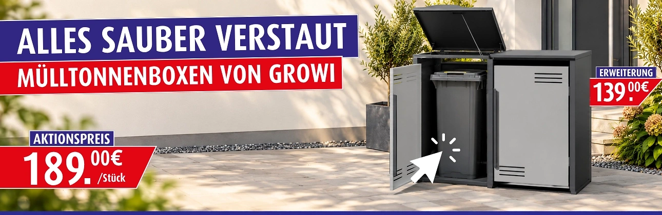 M&uuml;lltonnenboxen von Growi im Angebot
