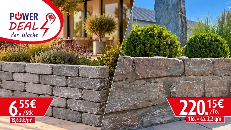 Tegula Mauer und Muschelkalkmauer im Angebot