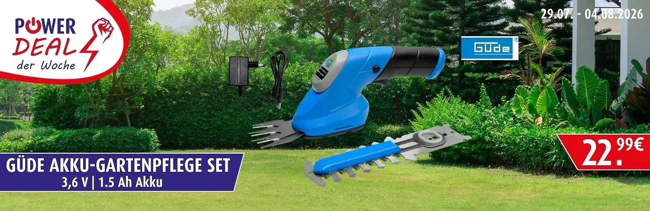 G&uuml;de Akku-Gartenpflege Set f&uuml;r 22,99€ im PowerDeal