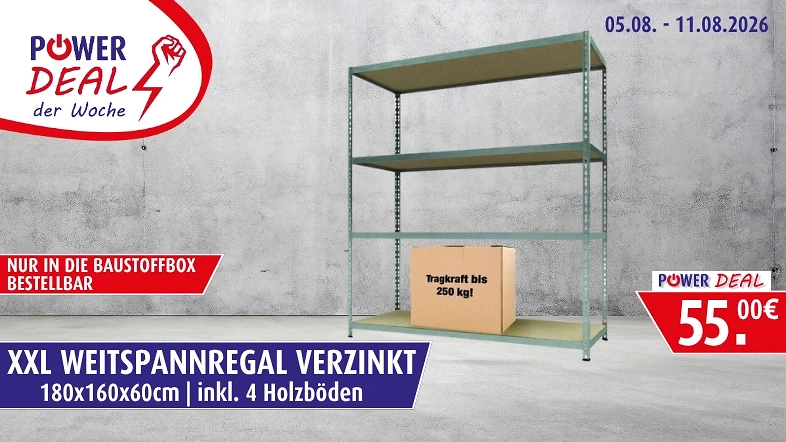 XXL Weitspannregal im PowerDeal f&uuml;r 55,00€
