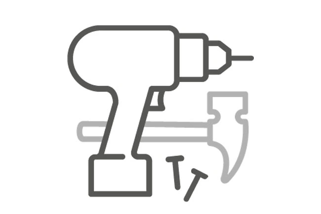 Icon Bohrmaschine, Hammer und Nägel