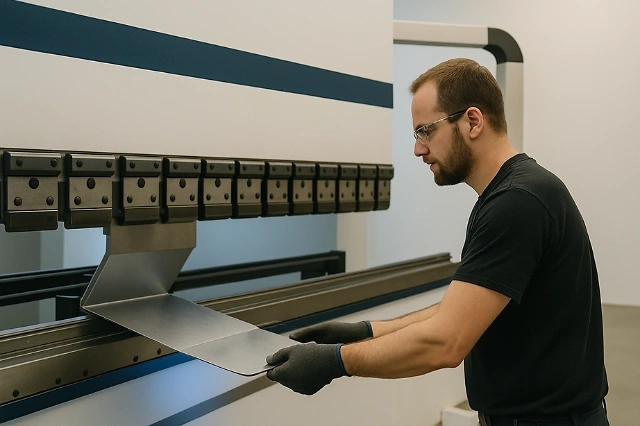 Mann arbeitet an einer Kantbank