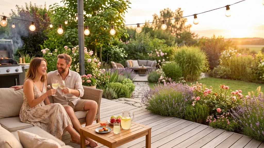 Paar genie&szlig;t den Sommer auf der Terrasse
