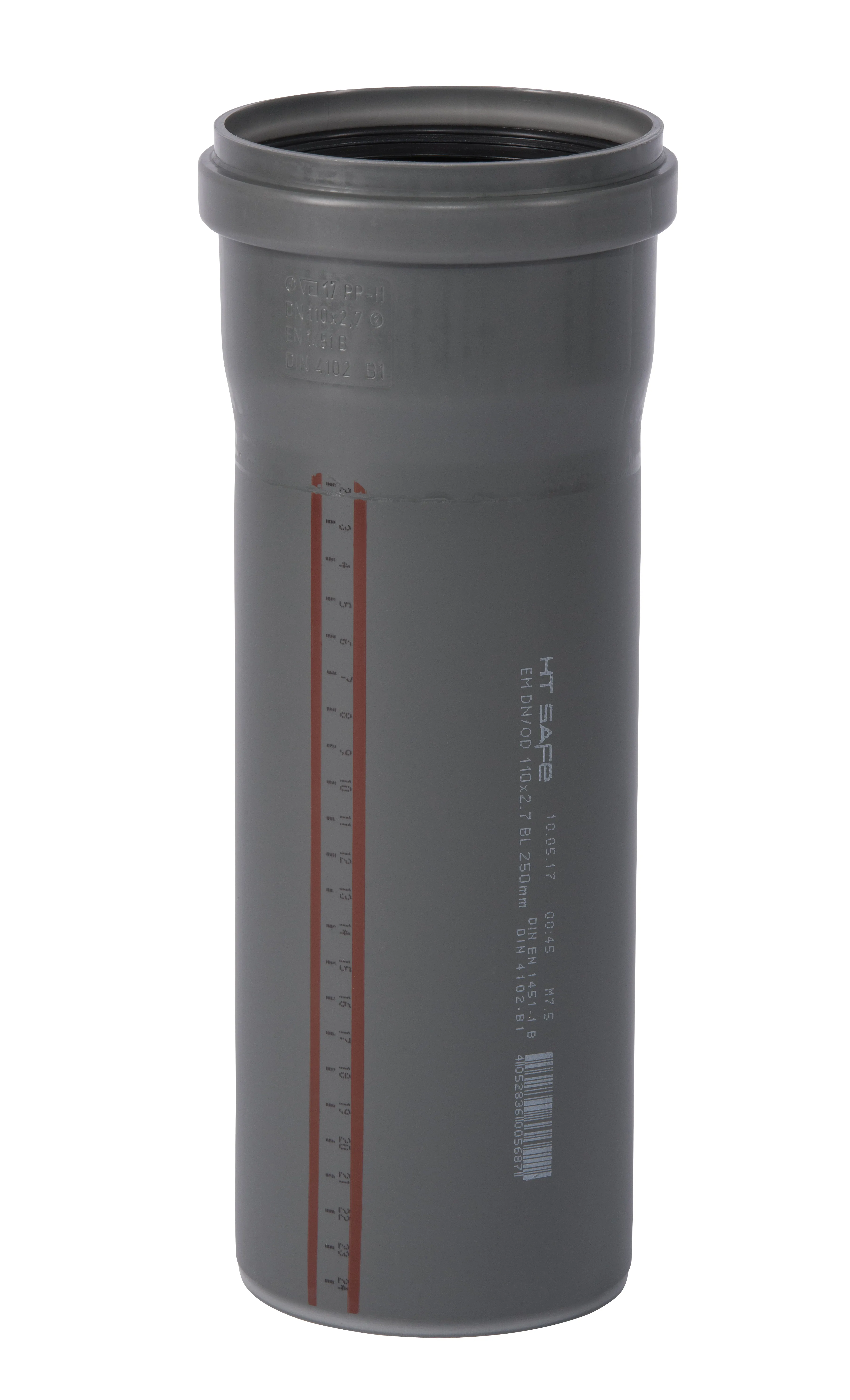 HTsafeEM Rohr mit Muffe DN 110 x 250 mm