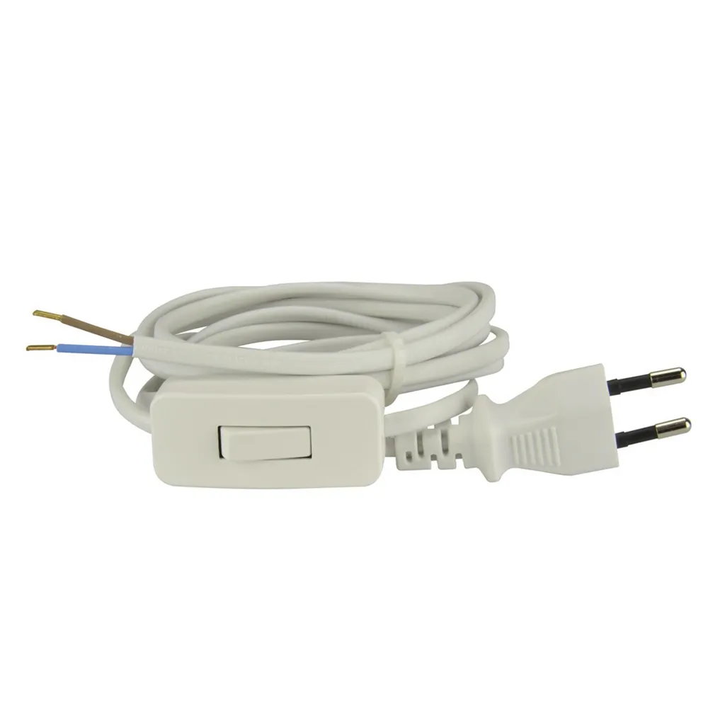 Euro-Zuleitung m. Schnurschalter wei&szlig;