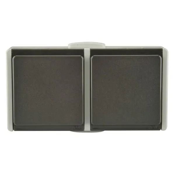 Steckdose grau/dunkelgrau 2-fach AP FR Steckdose grau/dunkelgrau 2-fach AP FR