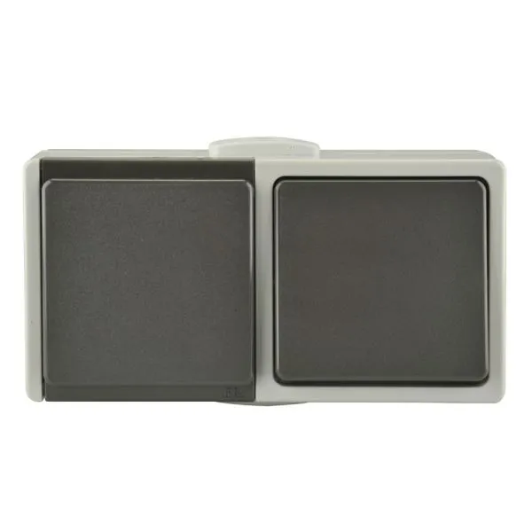 Aus-Wechselschalter+Steckdose grau Aus-Wechselschalter+Steckdose grau