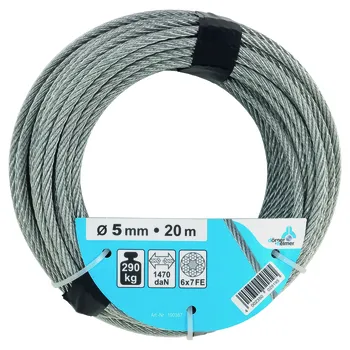 Stahldrahtseil 6x7+Fe verz. &Oslash;5,0 mm/20 m