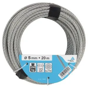 Stahldrahtseil 6x7+Fe verz. &Oslash;5,0 mm/20 m