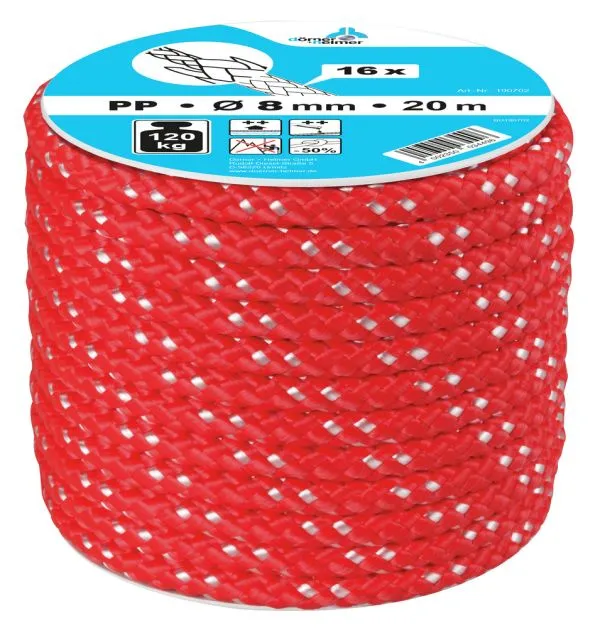 Kernmantelseil Polypr. rot &Oslash;8 mm/20 m