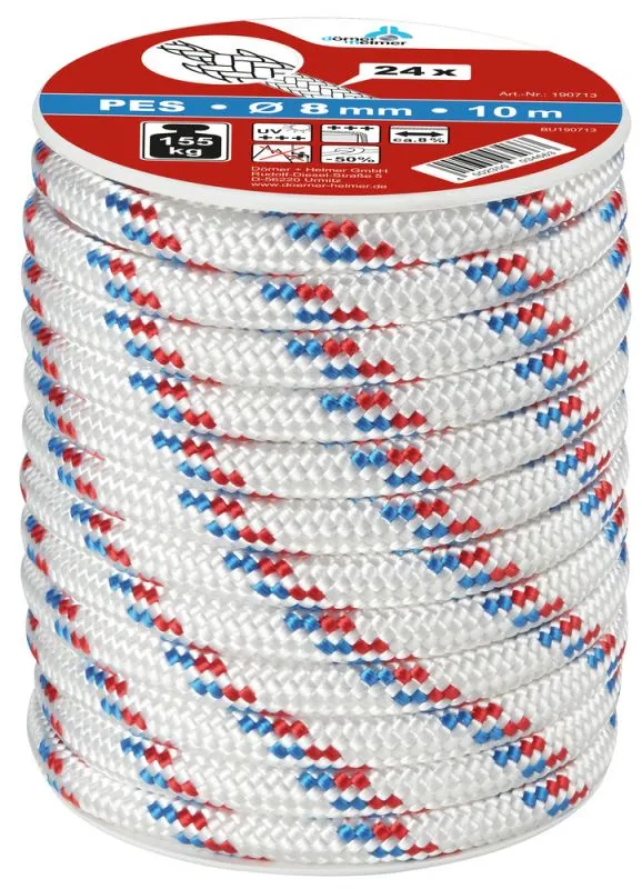 Kernmantelseil Polyester wei&szlig; &Oslash;8 mm/10 m