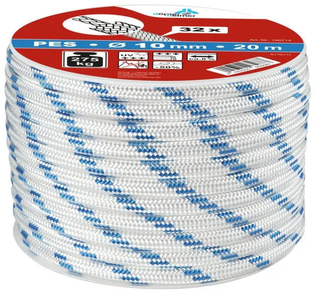 Kernmantelseil Polyester wei&szlig; &Oslash;10 mm/20m