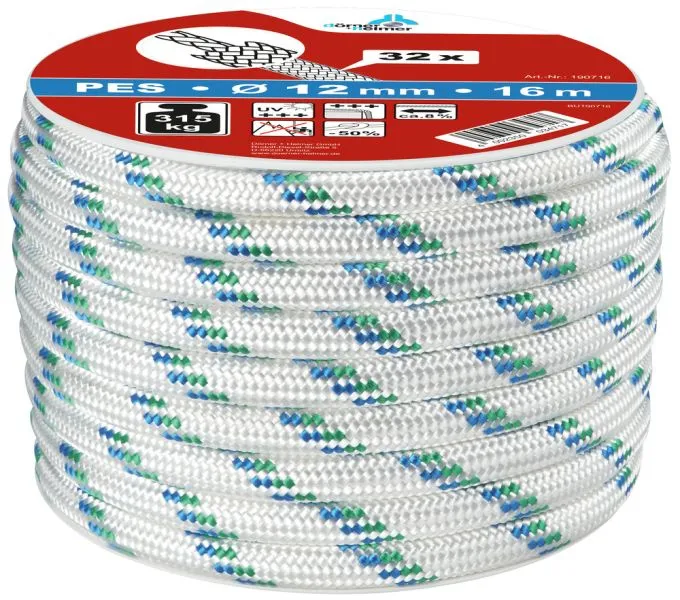 Kernmantelseil Poly. wei&szlig; &Oslash;12 mm/16,5 m