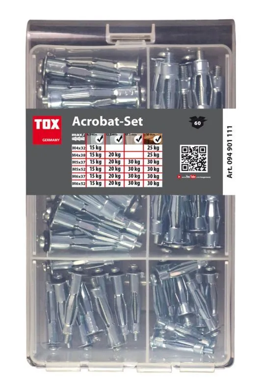 Hohlraumd&uuml;bel-Sort. Acrobat-Set 60-tlg.