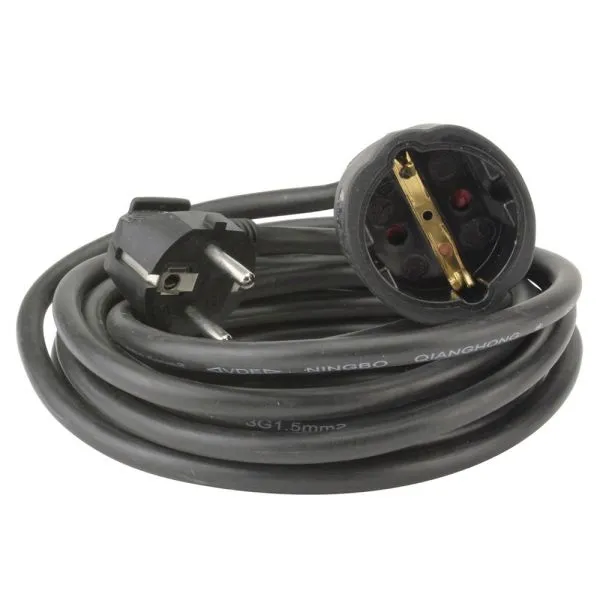 Verl&auml;ngerung schwarz H05VV-F 3G1,5mm&sup2; 5m