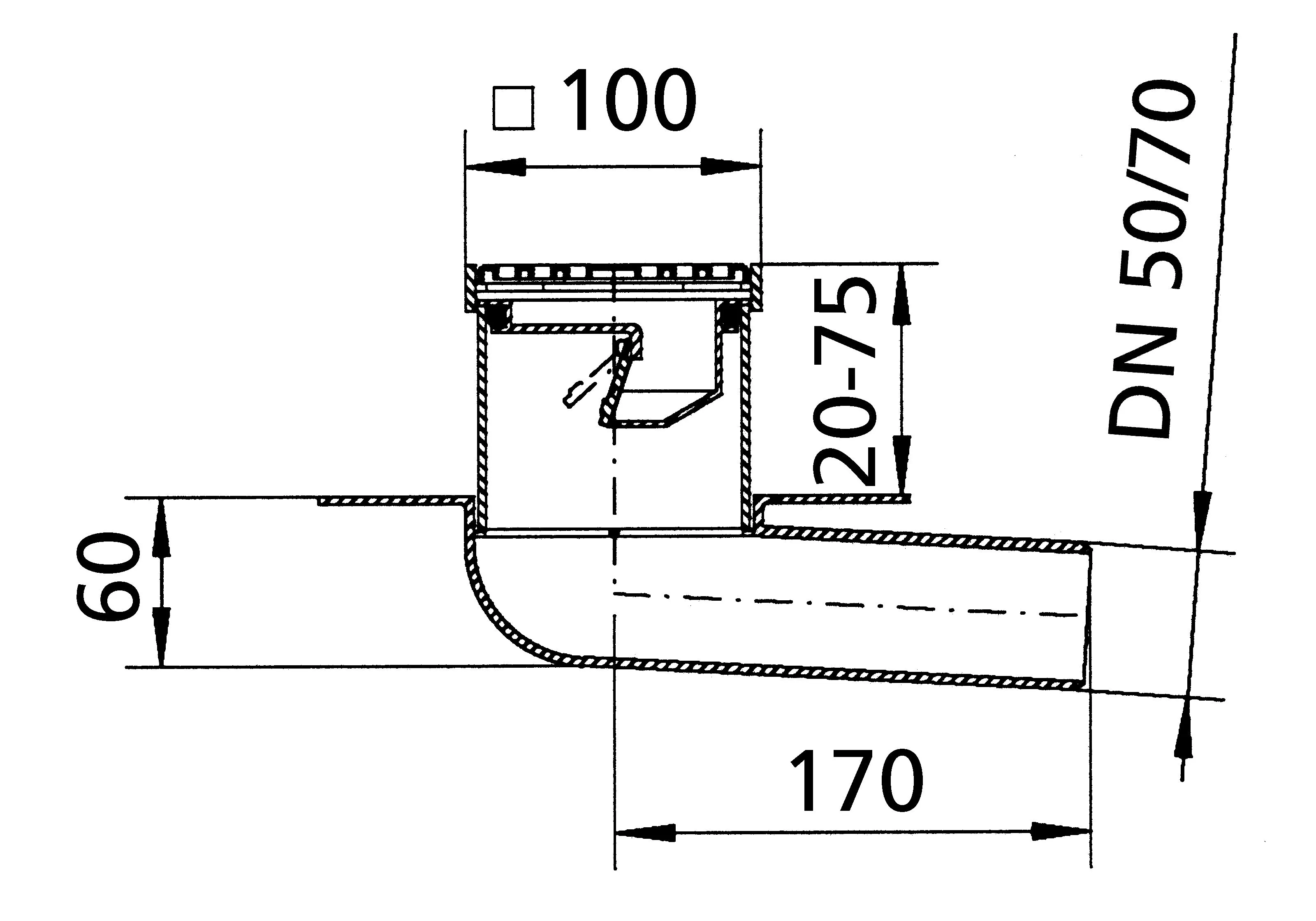 Balkon-und Terassenablauf DN 50 mm waagr