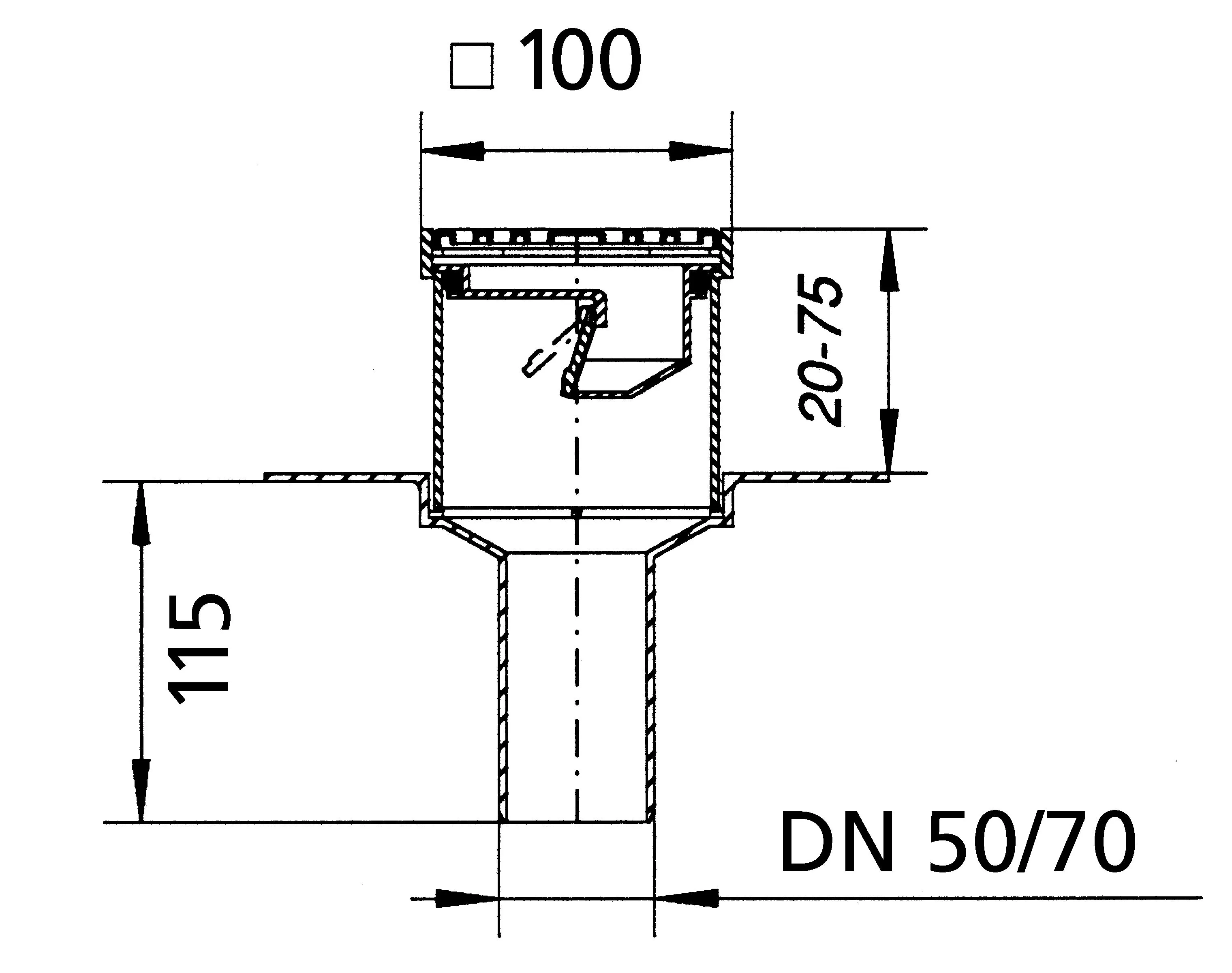 Balkon-und Terassenablauf DN 70 mm senkr