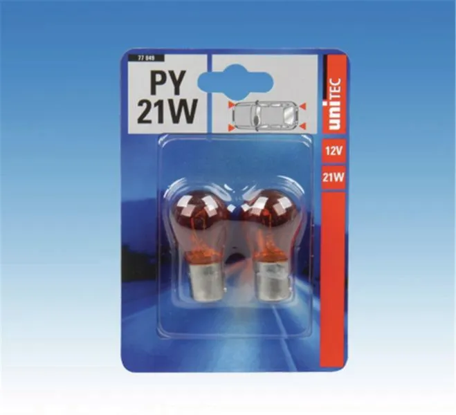 Kugell. gelb Unitec PY21W 12Volt 2St&uuml;ck