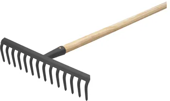 Rechen mit Stiel, 14 Zinken verchromt