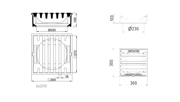 Gussaufsatz eckig KL. B f&uuml;r Hofablauf