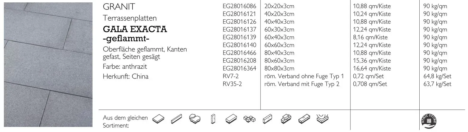 Granit-Terassenplatten Gala Exacta gefla