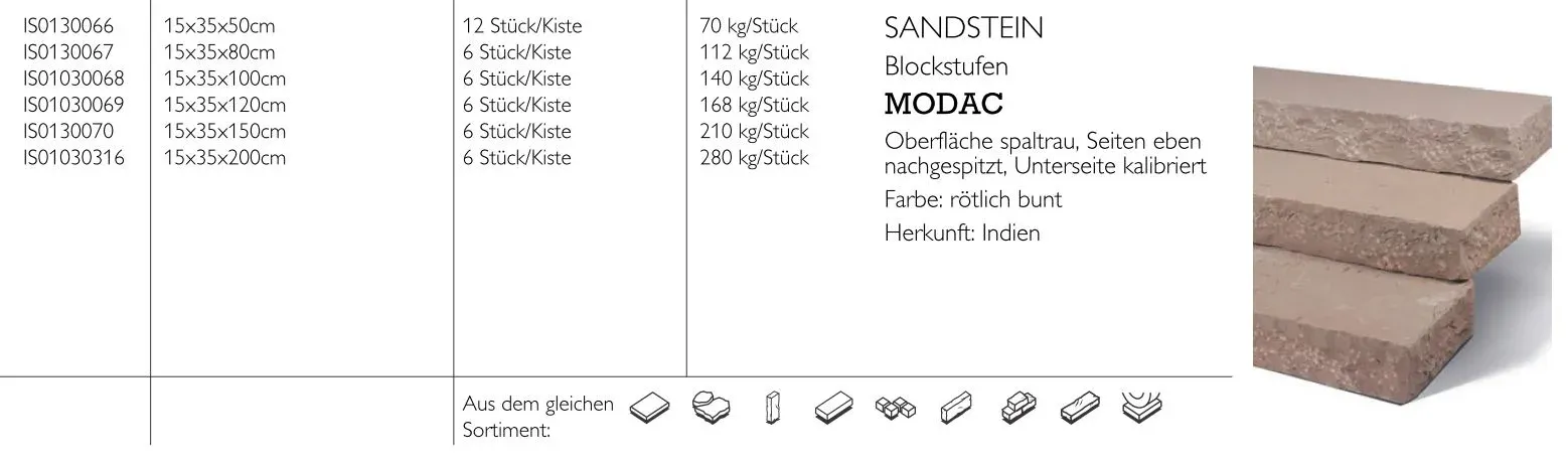 Sandstein-Blockstufe Modac