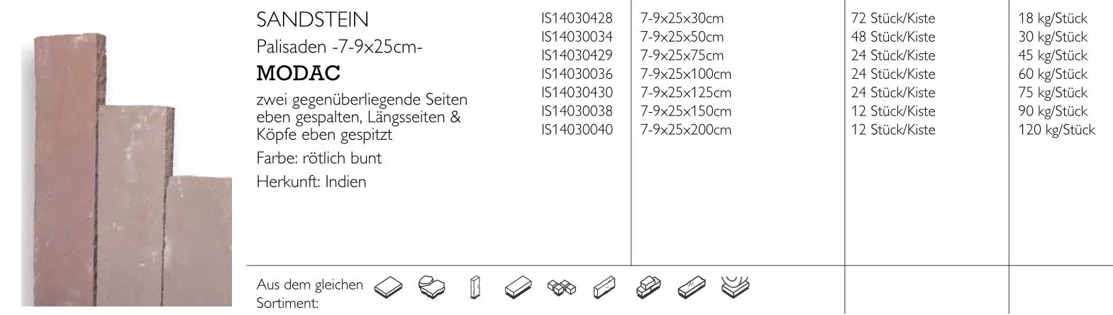 Sandstein-Palisade Modac