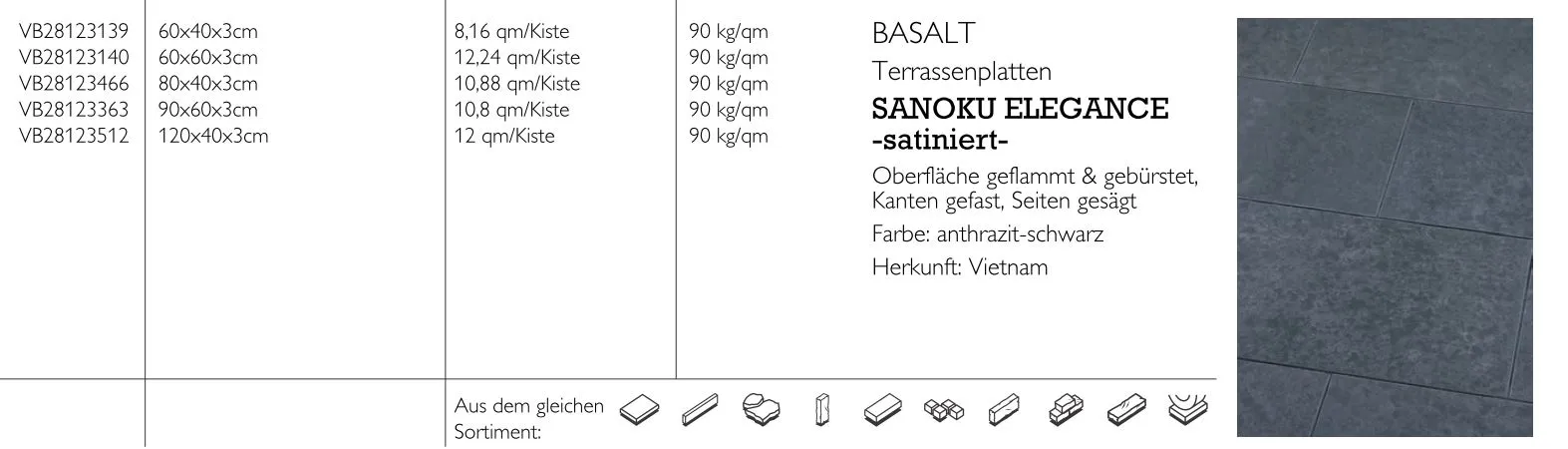 Platte Sanoku Basalt elegance