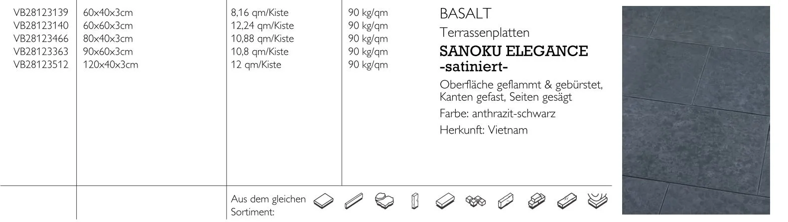 Platte Sanoku Elegance Basalt