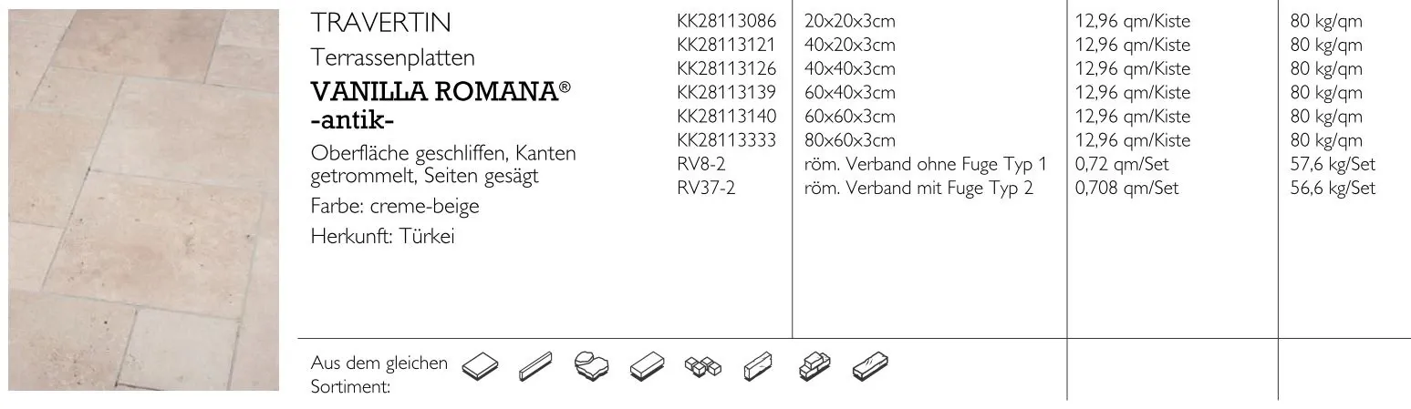Platte Travertin Vanilla