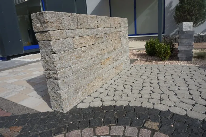 Muschelkalk Schichtmauer getrommelt