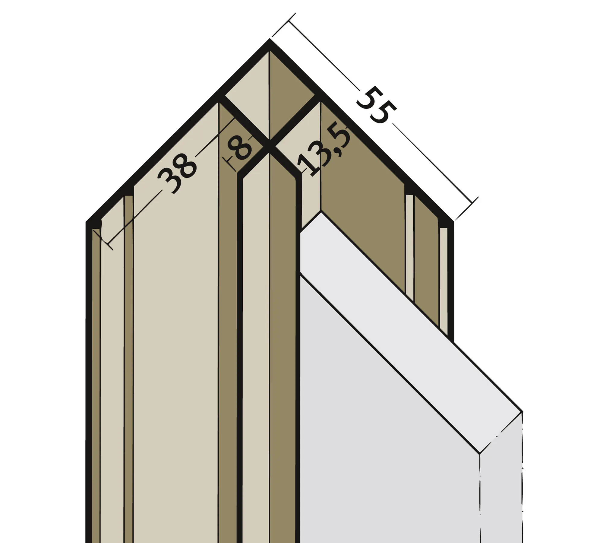 PVC Kantenprofil (Innenecke) wei&szlig;